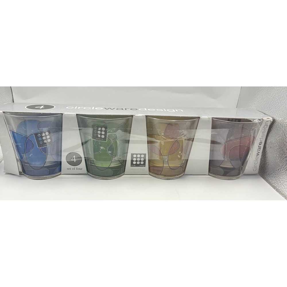 Circleware Design Ovals Glassware Set 4pc Multicolor Italian Rocks Glasses 52064